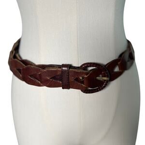 Genuine Leather Woven Belt XL Brown Braided Waist Hip Boho Made in‎ India